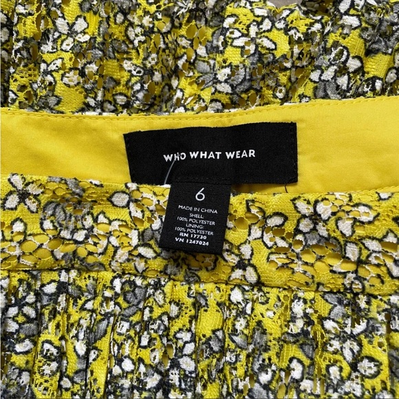 Who What Wear Yellow Floral Pleated Midi Skirt - Picture 4 of 5